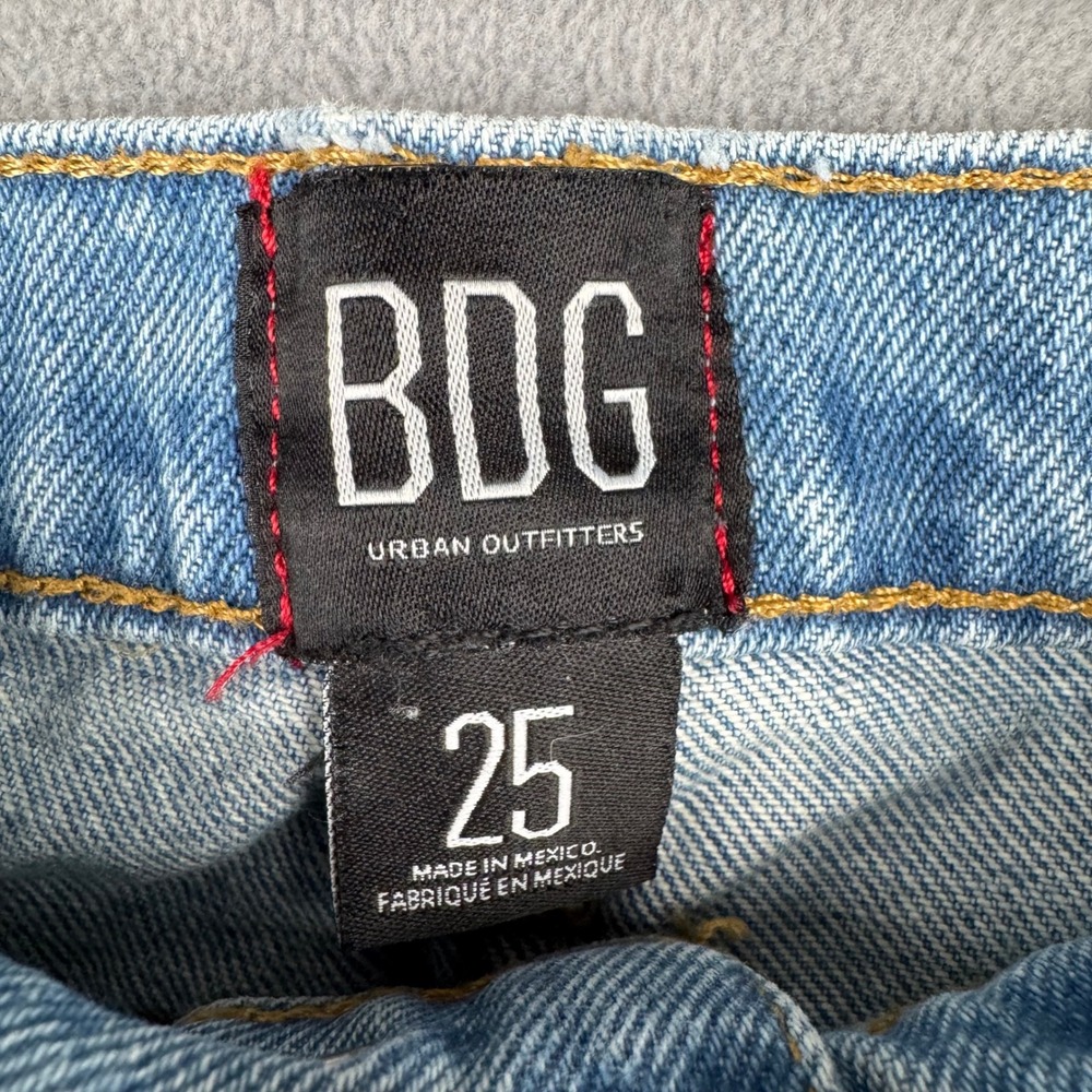 BDG Urban Outfitters Wide Leg Jeans 25 Ripped Distressed Frayed Hem Light Wash - Picture 7 of 11